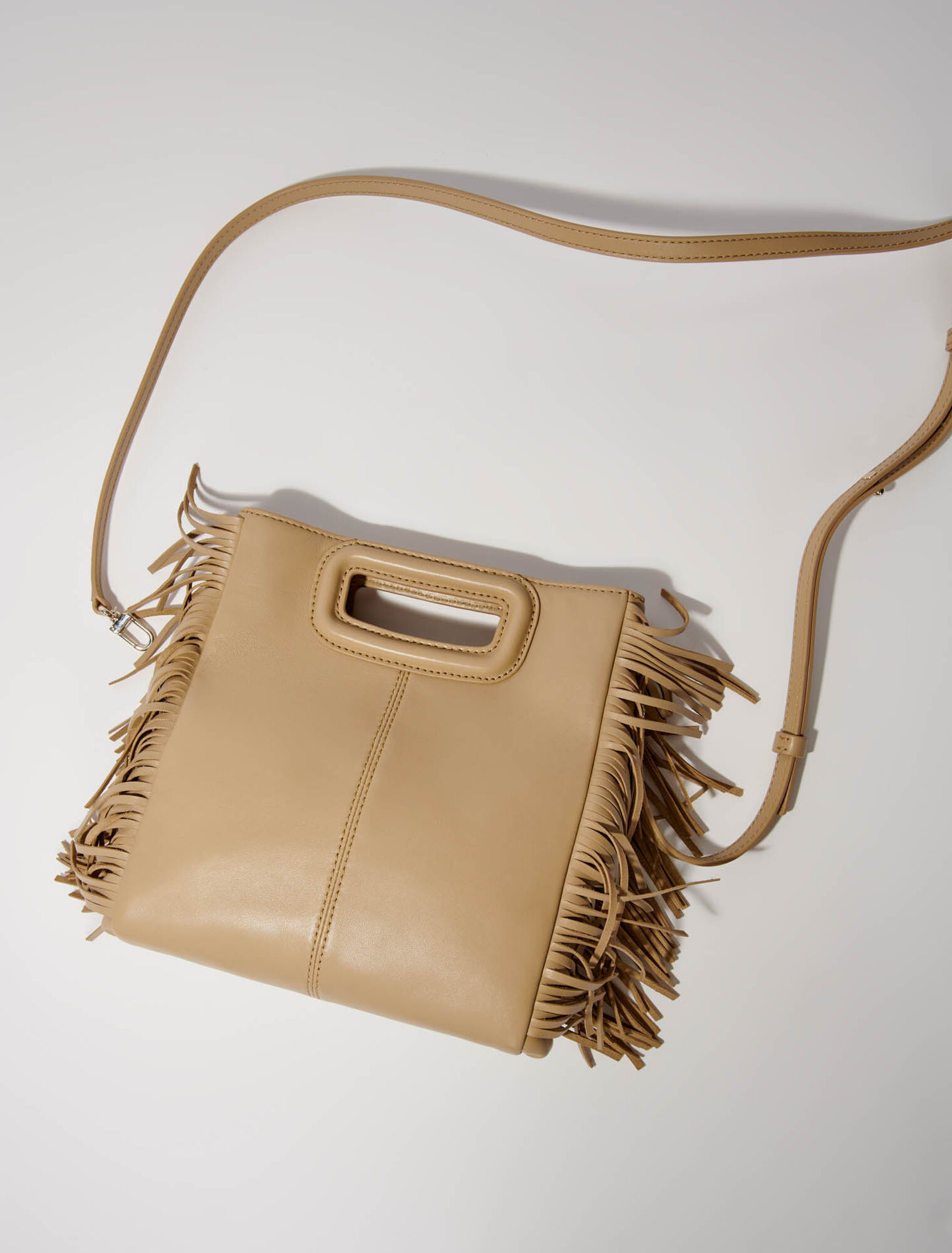 Smooth leather M bag with fringing