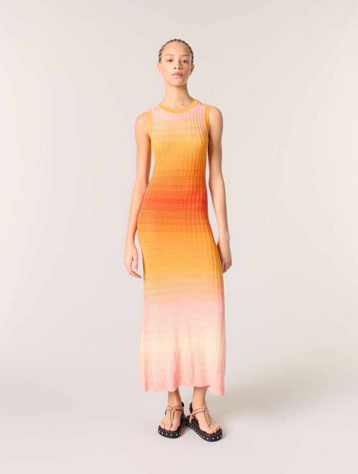 Robe longue en maille tie&dye