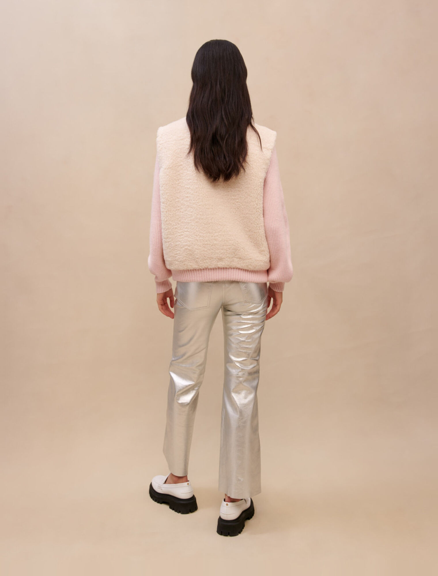 Blouson bi-matière rose