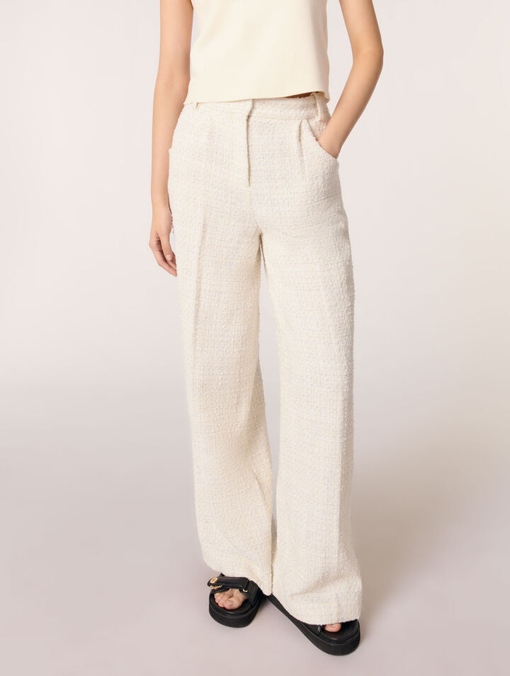 Pantalon large en tweed