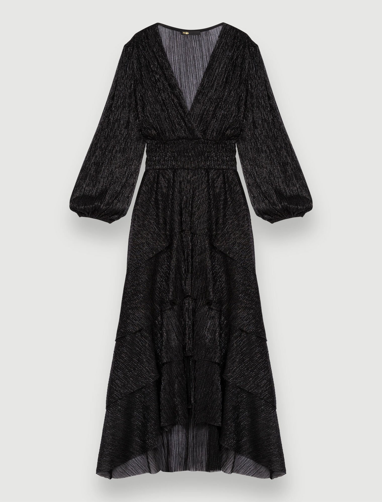 Robe pliss&eacute;e &agrave; volants, lam&eacute; extensible