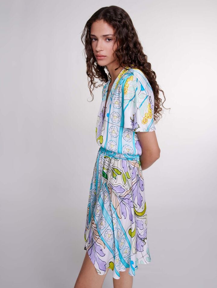 Robe courte imprimée satinée
