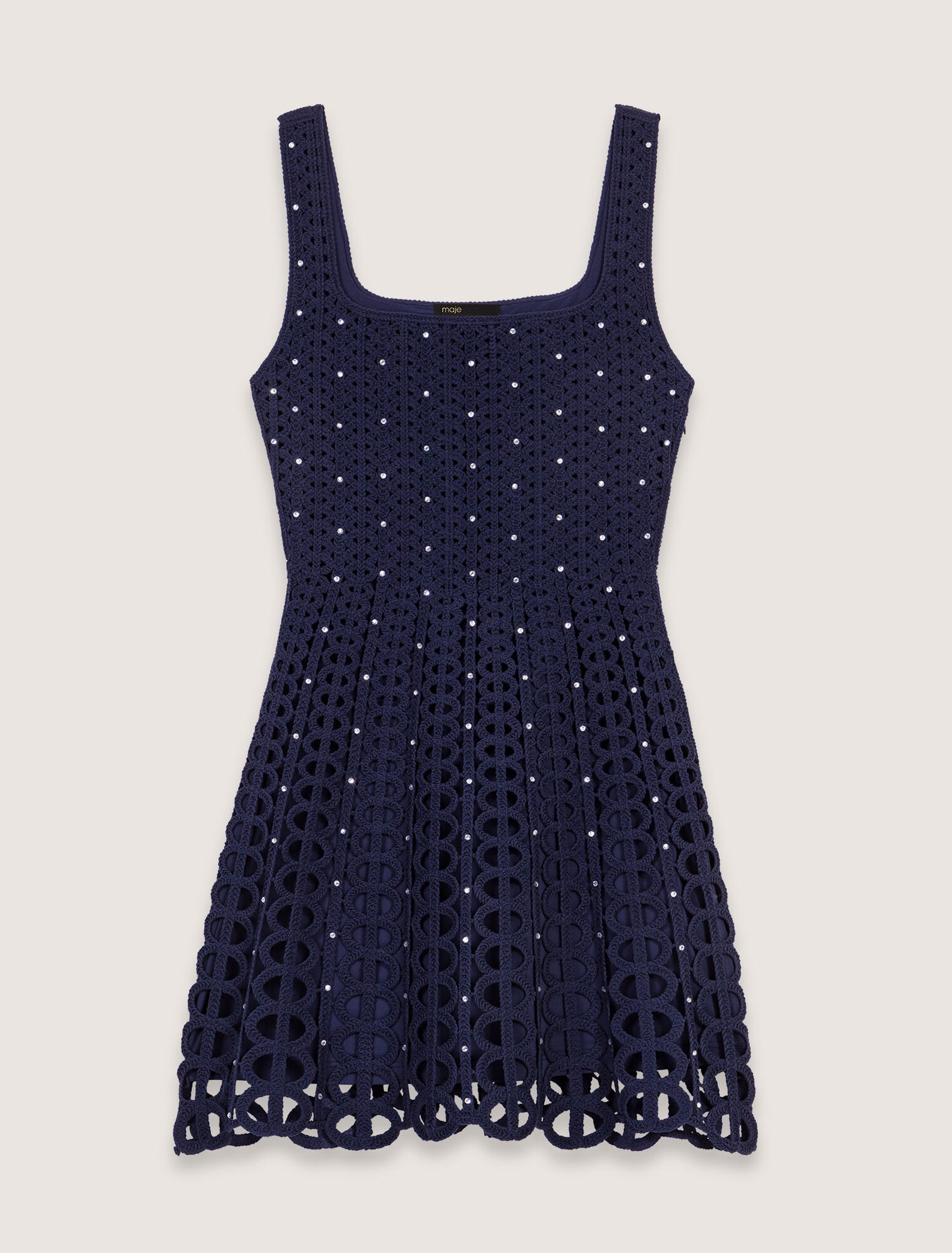 Rhinestone crochet mini dress