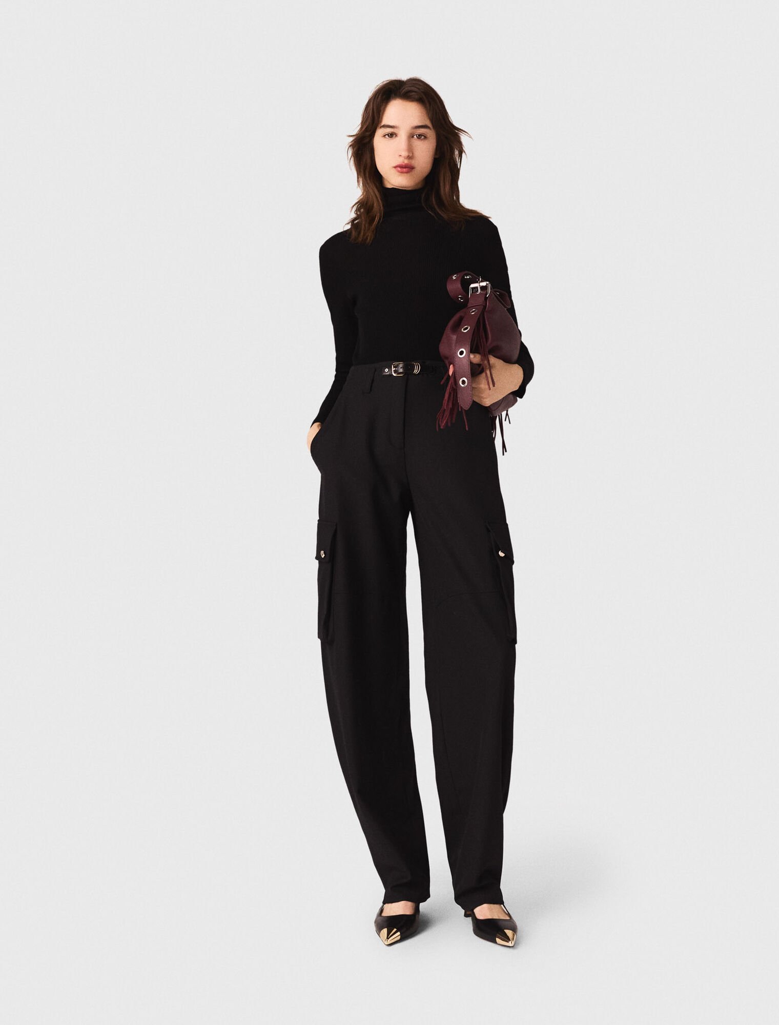 Open polo collar cardigan