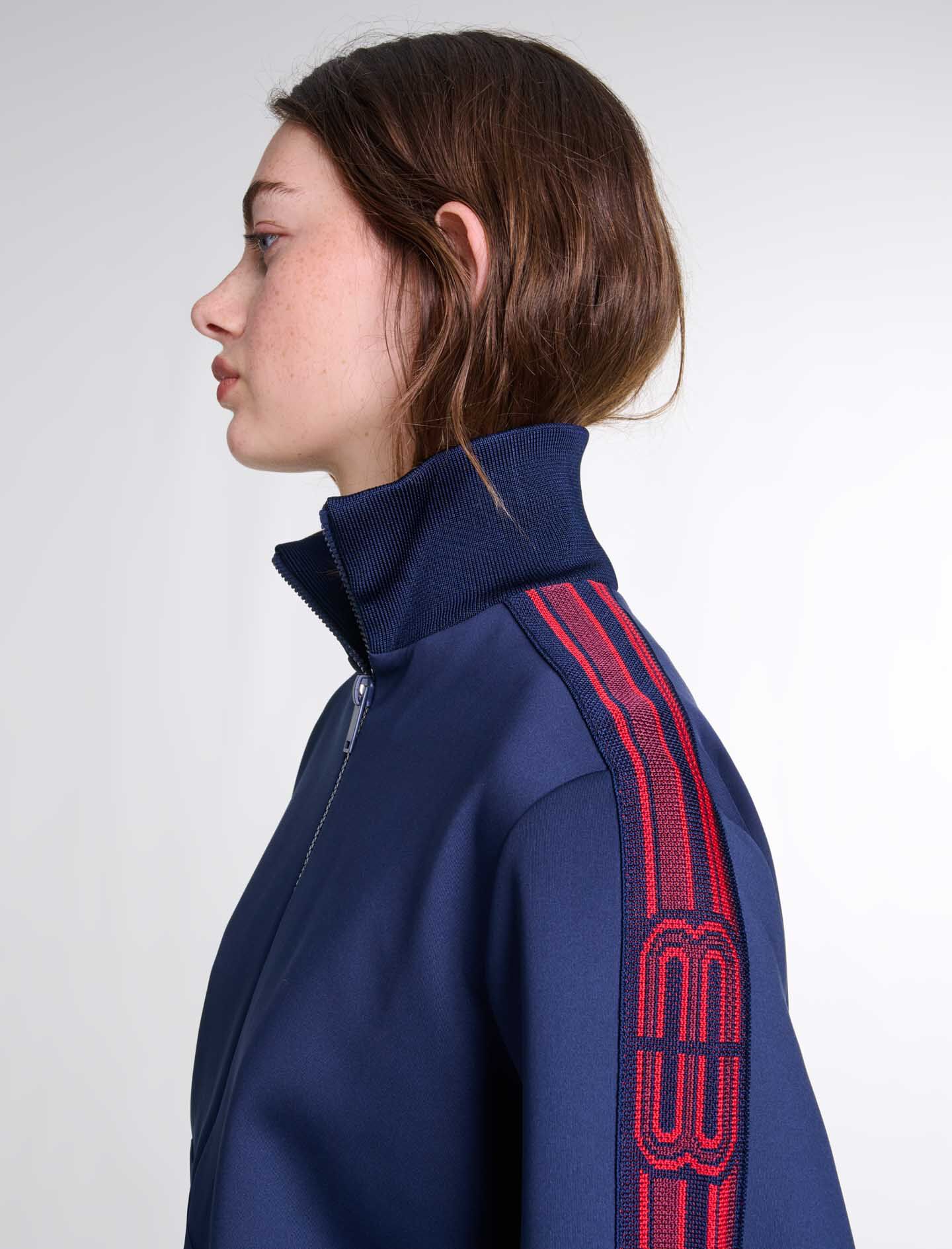 majeページ Striped zip-up sweatshirt Blue For Women | Maje