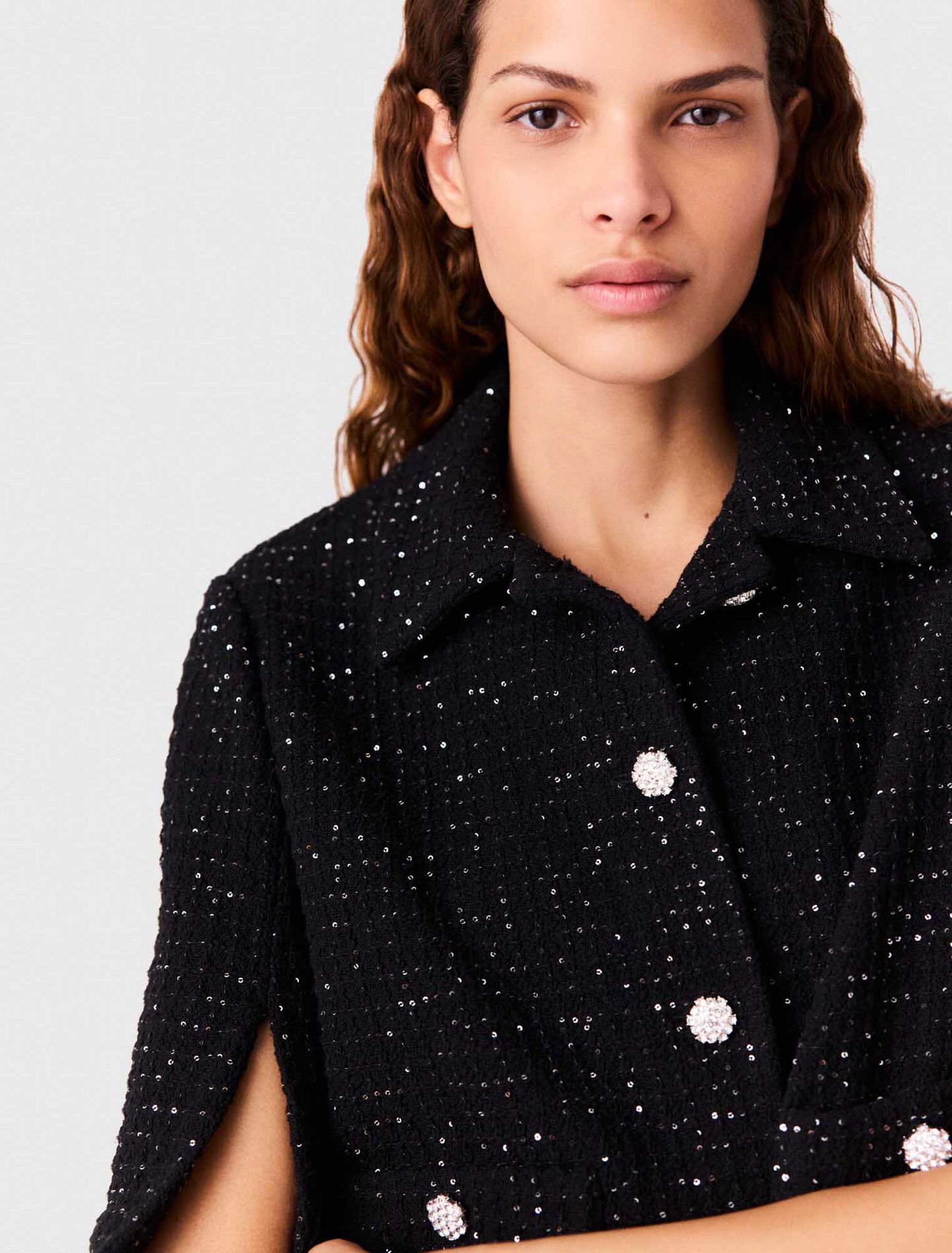 2-in-1 sequin tweed dress