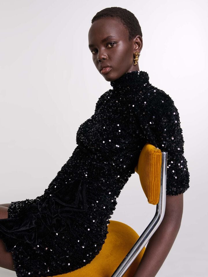 Robe courte velours et sequins