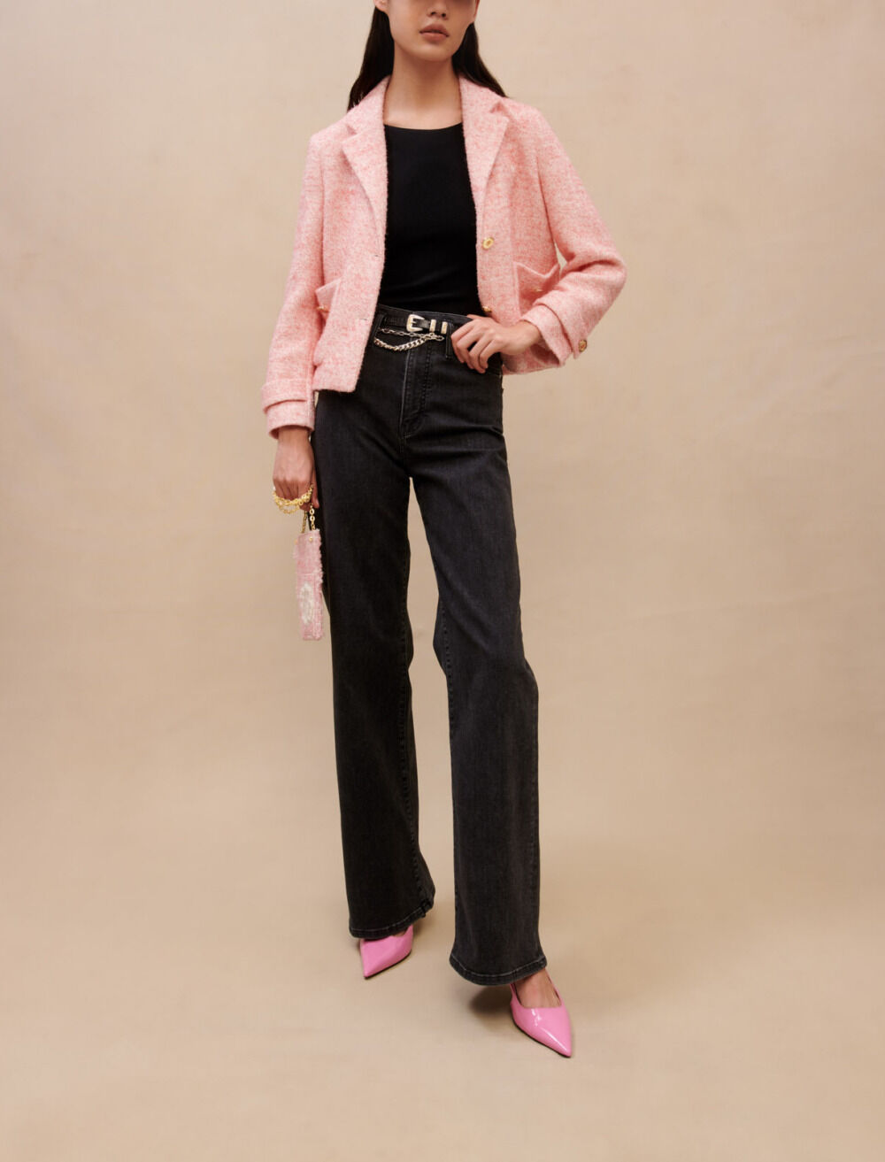 Veste de tailleur rose rose pour femme Maje
