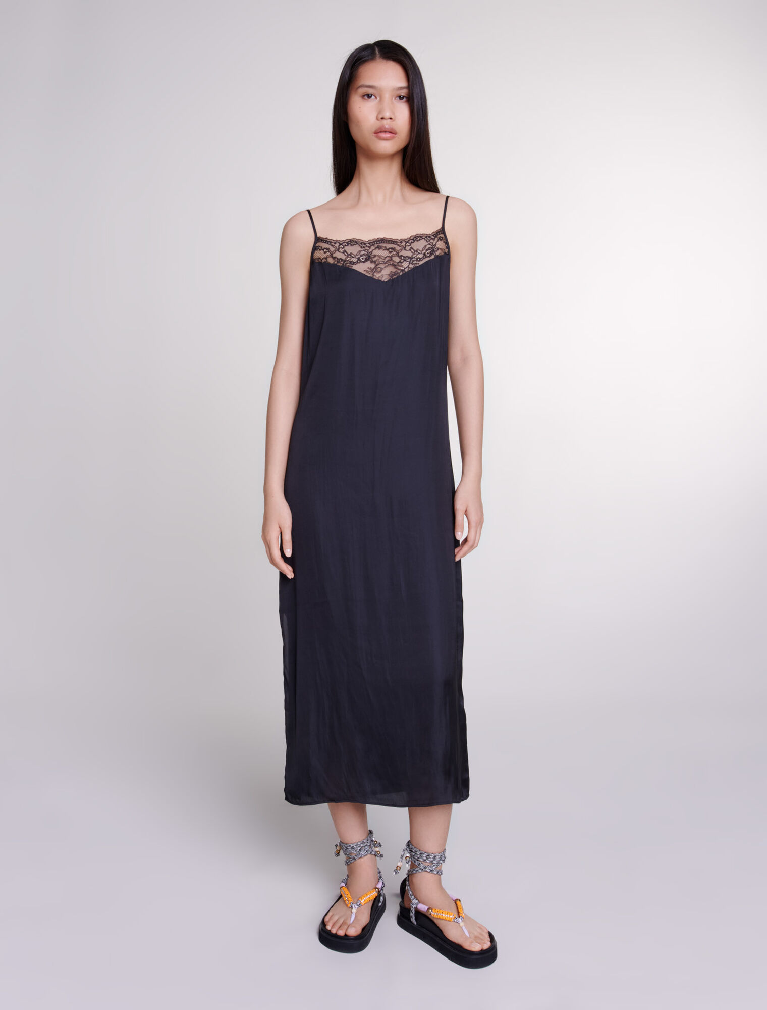 Robe longue en satin