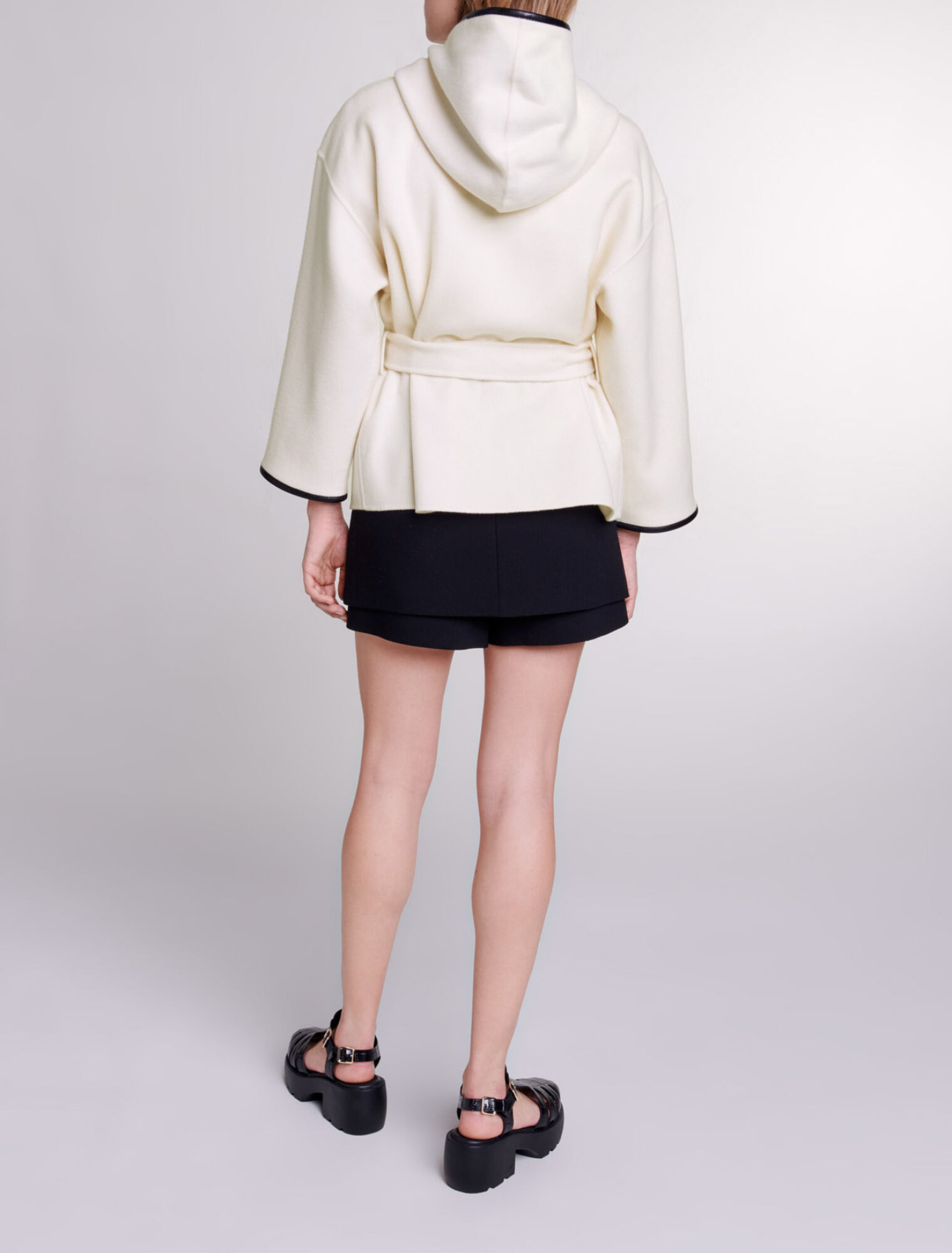 Manteau effet cape en laine