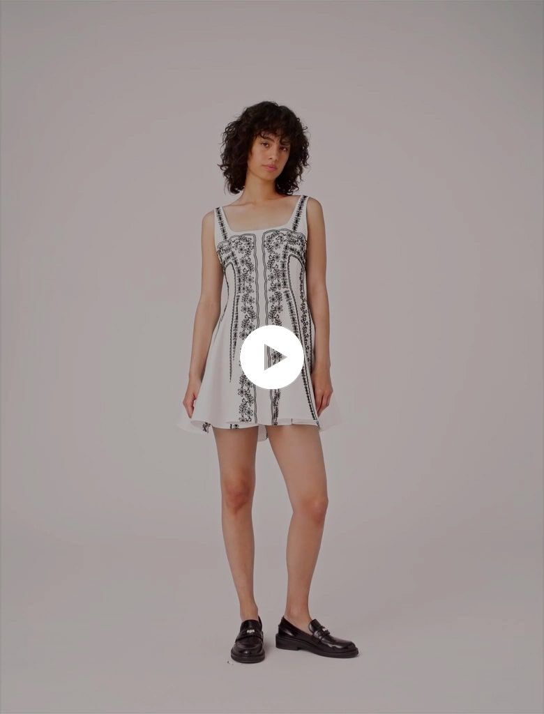 Mini embroidered strap dress Bicolor For Women | Maje