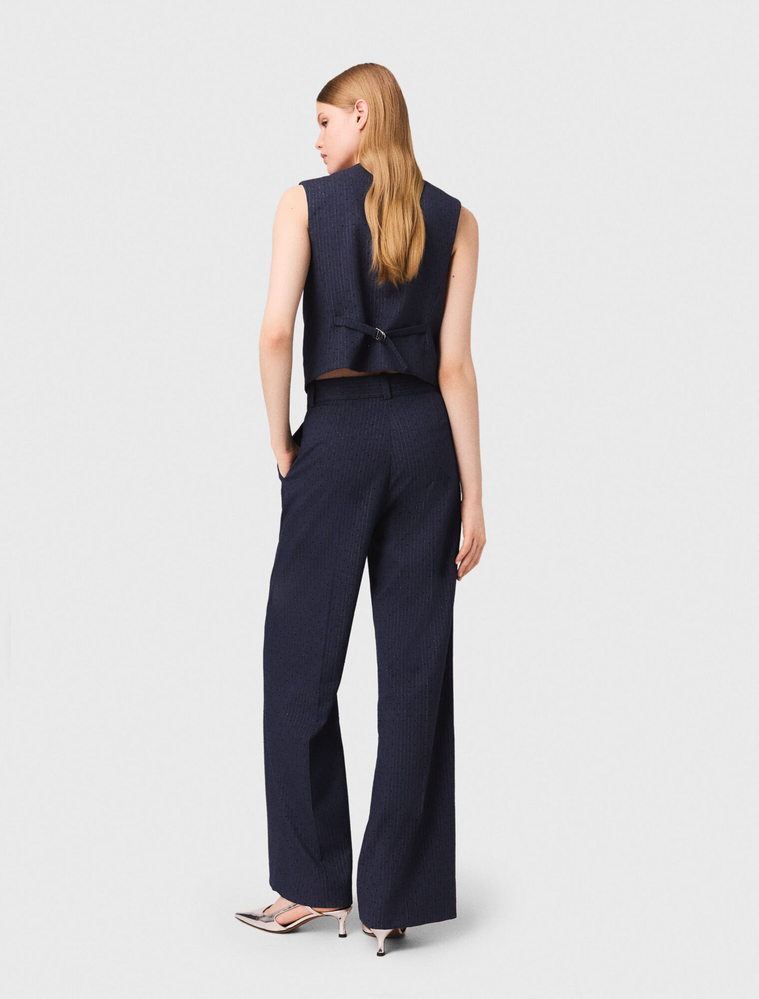 Pantalon tailleur à strass