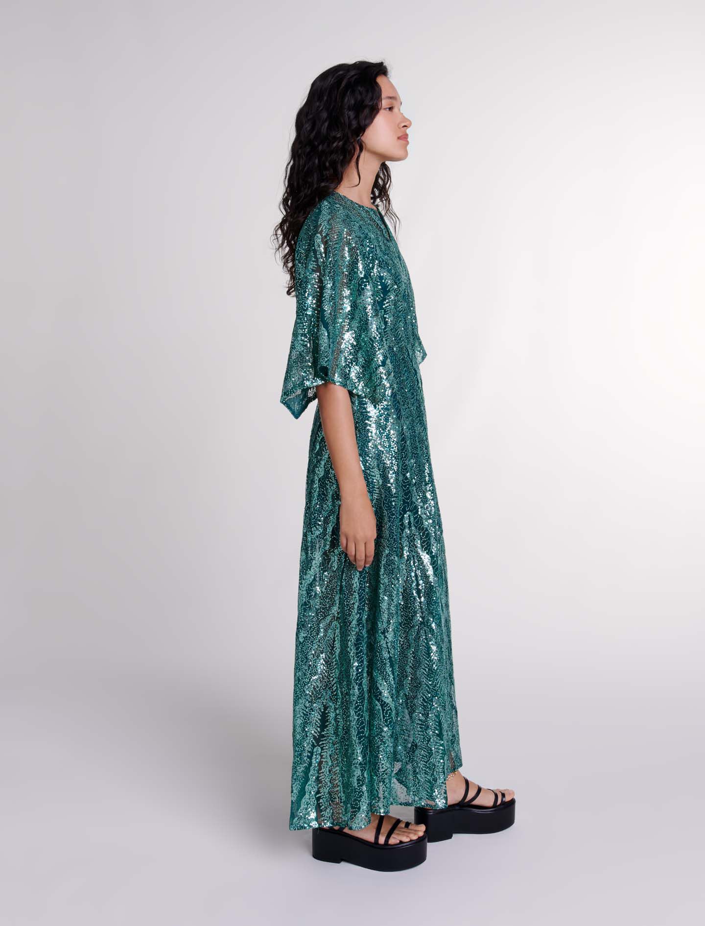 Green sequin maxi dress discount