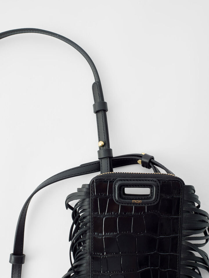 Porte téléphone M en cuir embossé