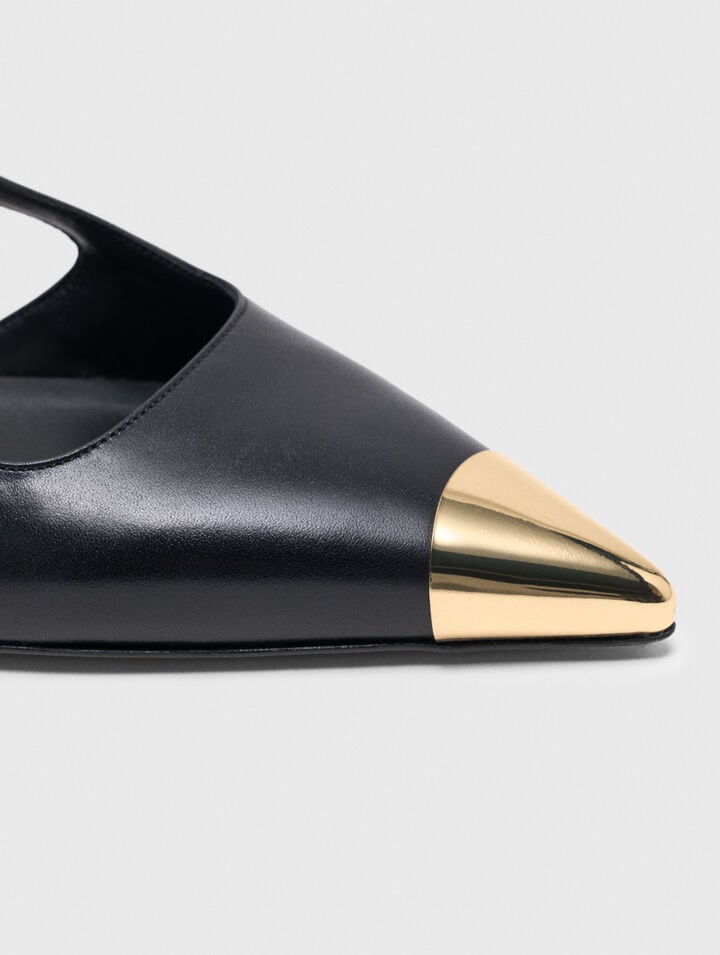 Escarpins slingback en cuir lisse