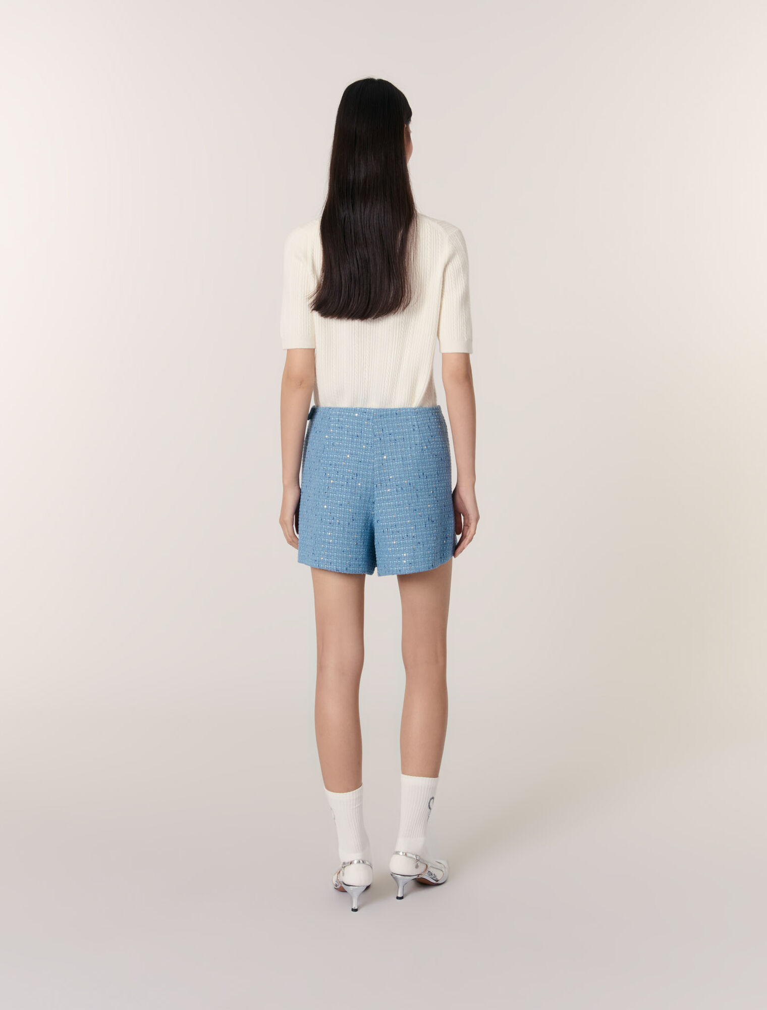 Jupe-short plissée en tweed