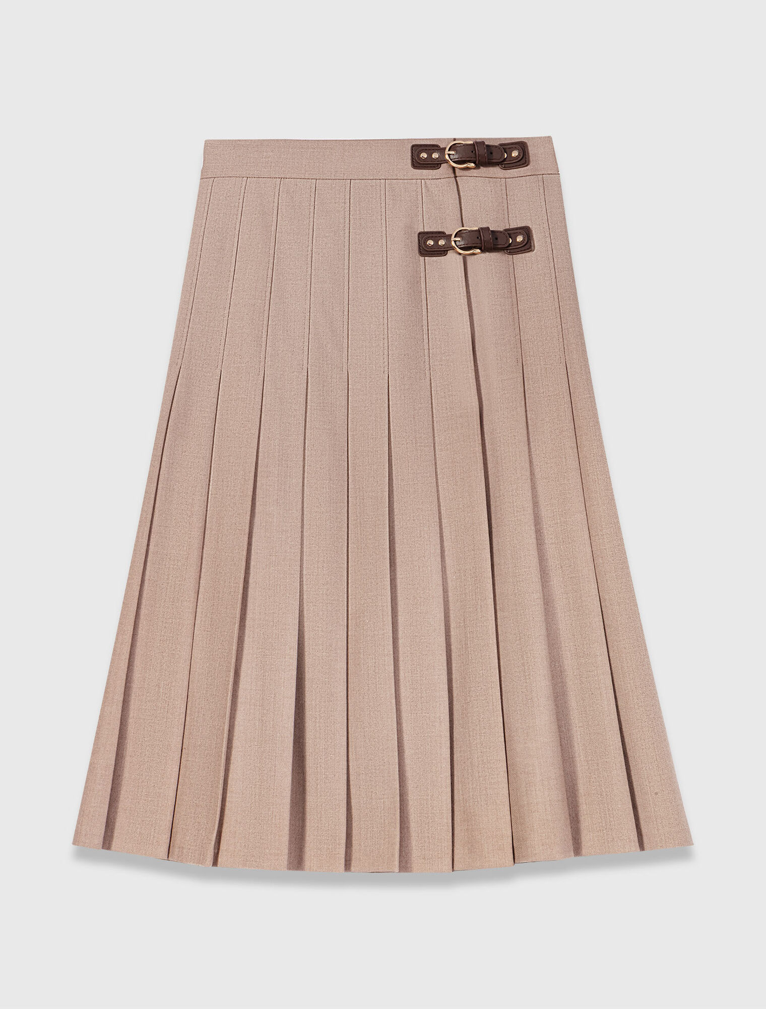Pleated midi skirt with buckles