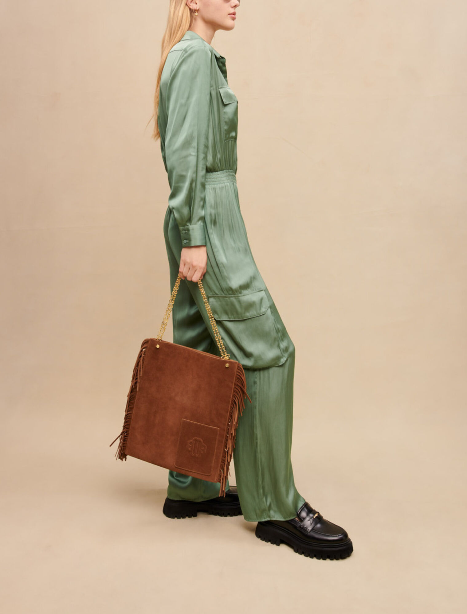 Satin pants suit