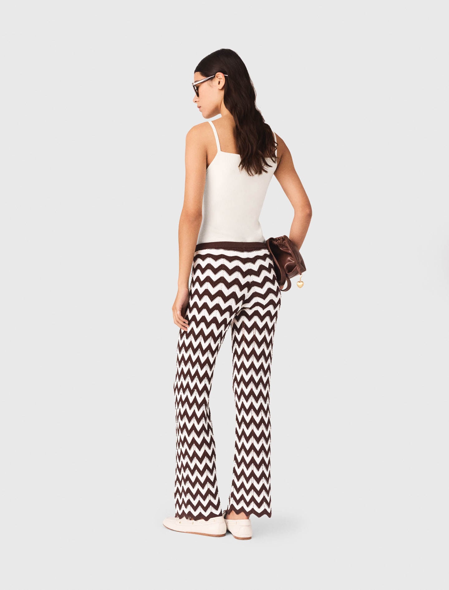 Zigzag crochet trousers Brown For Women | Maje