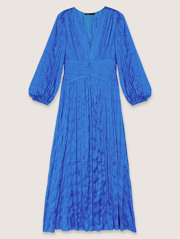 Pleated satin maxi dress
