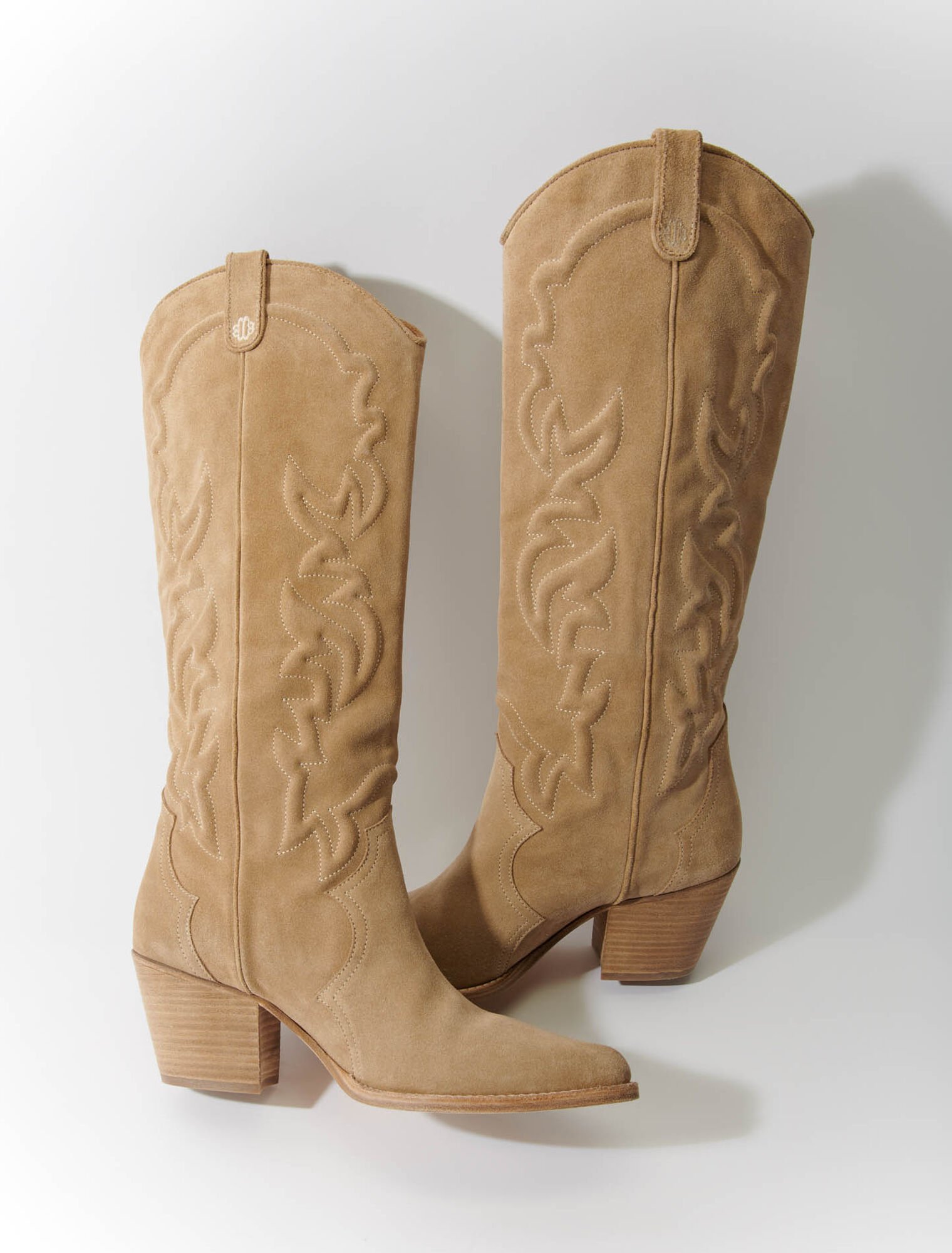Bottes santiags en cuir brodé