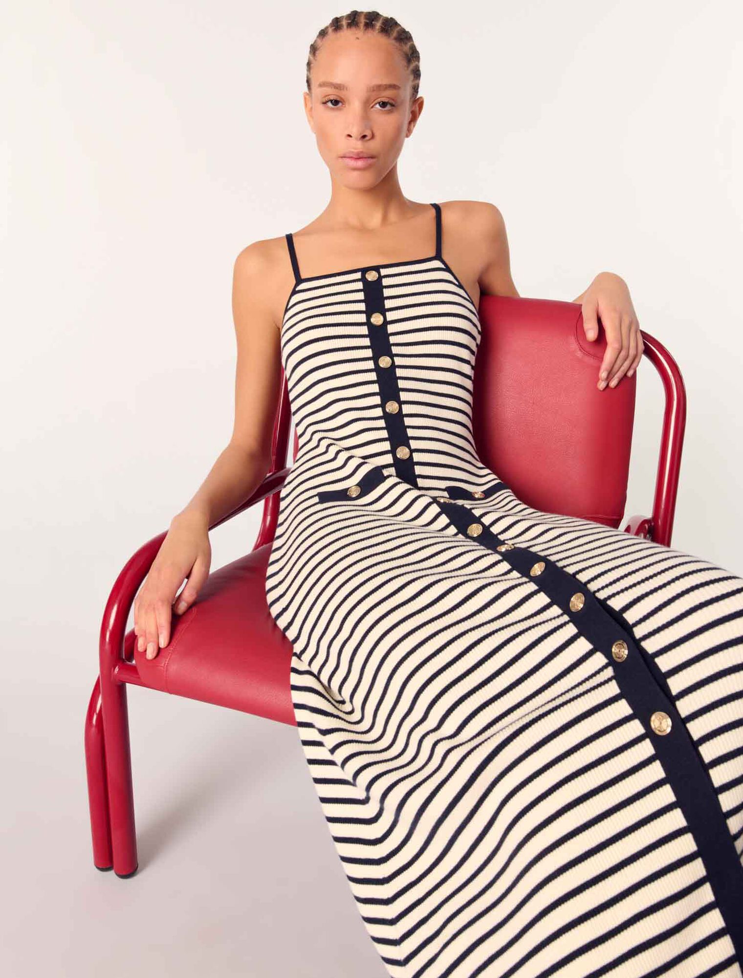 Robe longue en maille côtelée