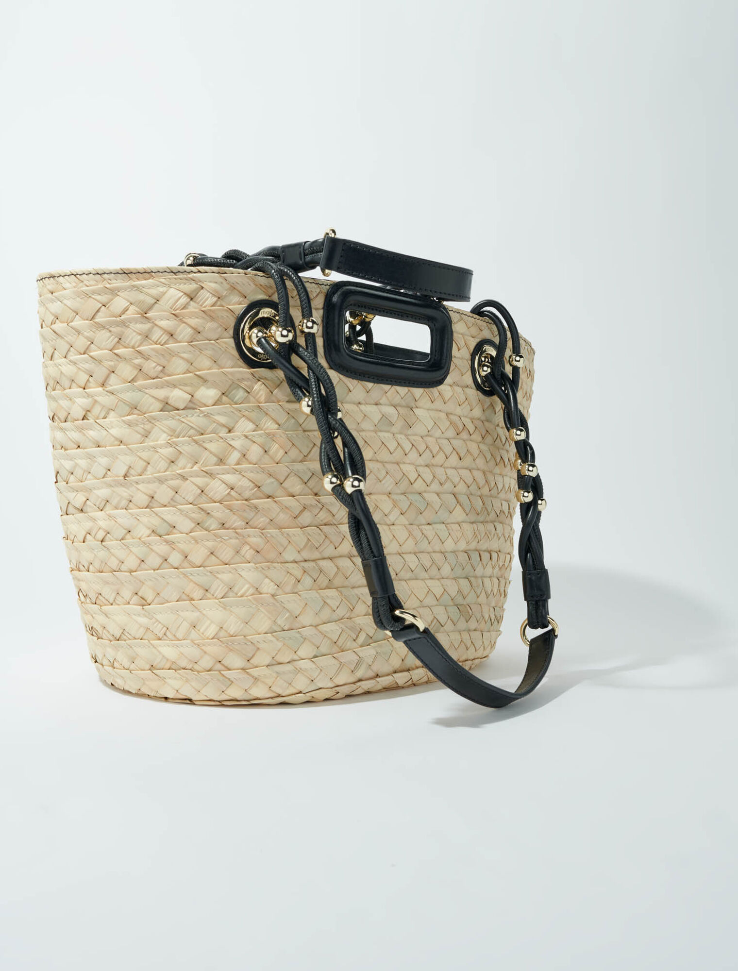 Woven raffia basket bag