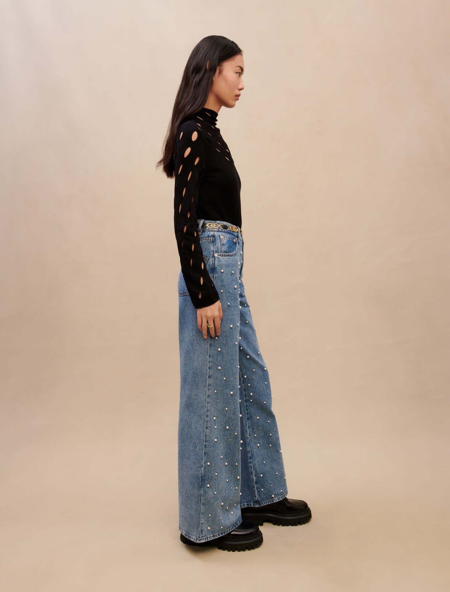 Openwork knit sweater