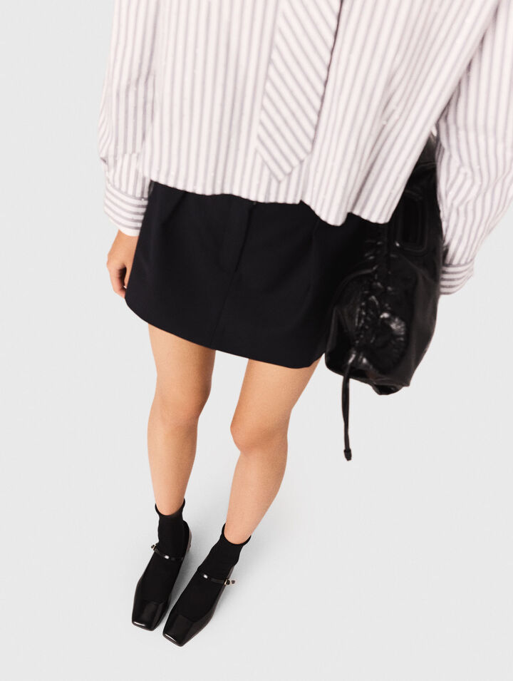 Chemise rayée strassée avec cravate 