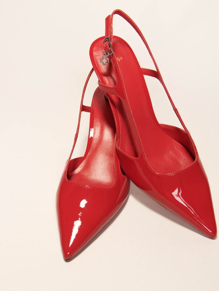 Escarpins slingback en cuir vernis