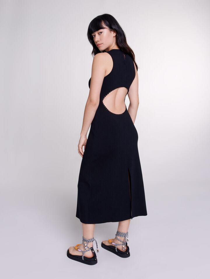 Robe longue en maille à découpes