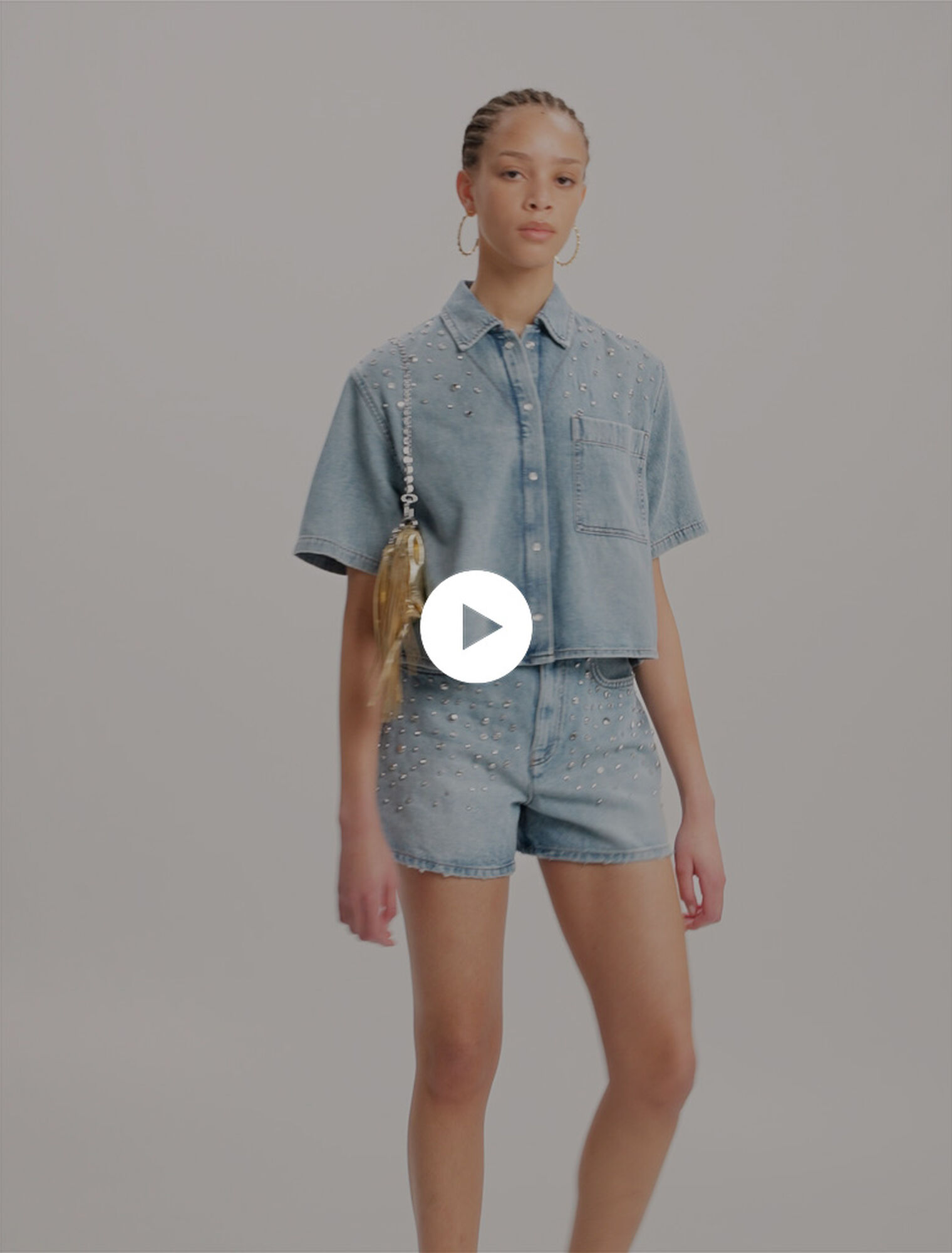 Chemise en denim à studs