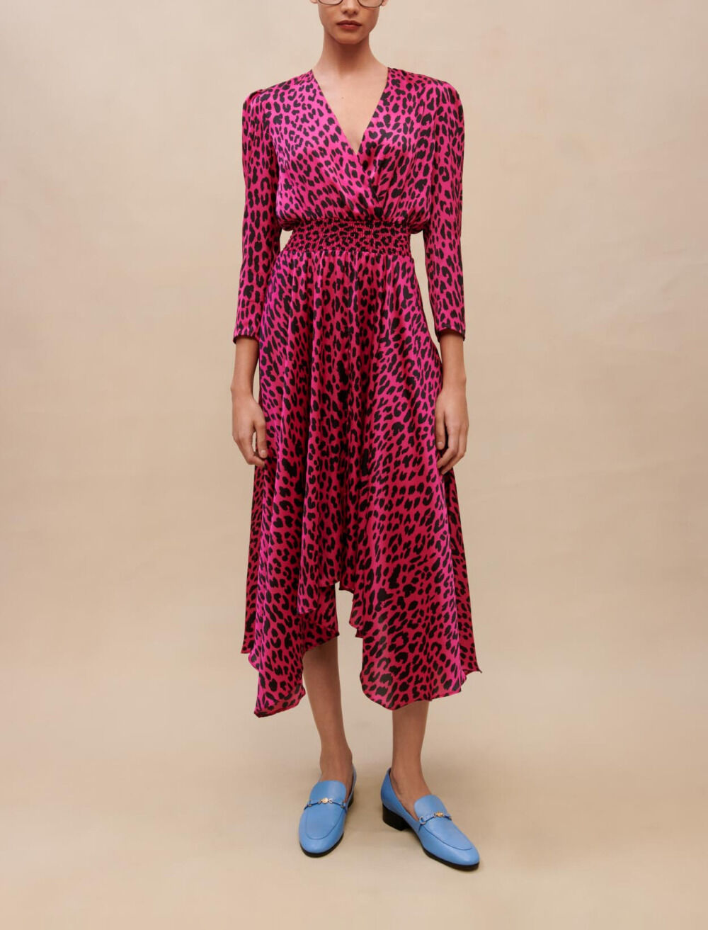 Asymmetrical leopard print dress