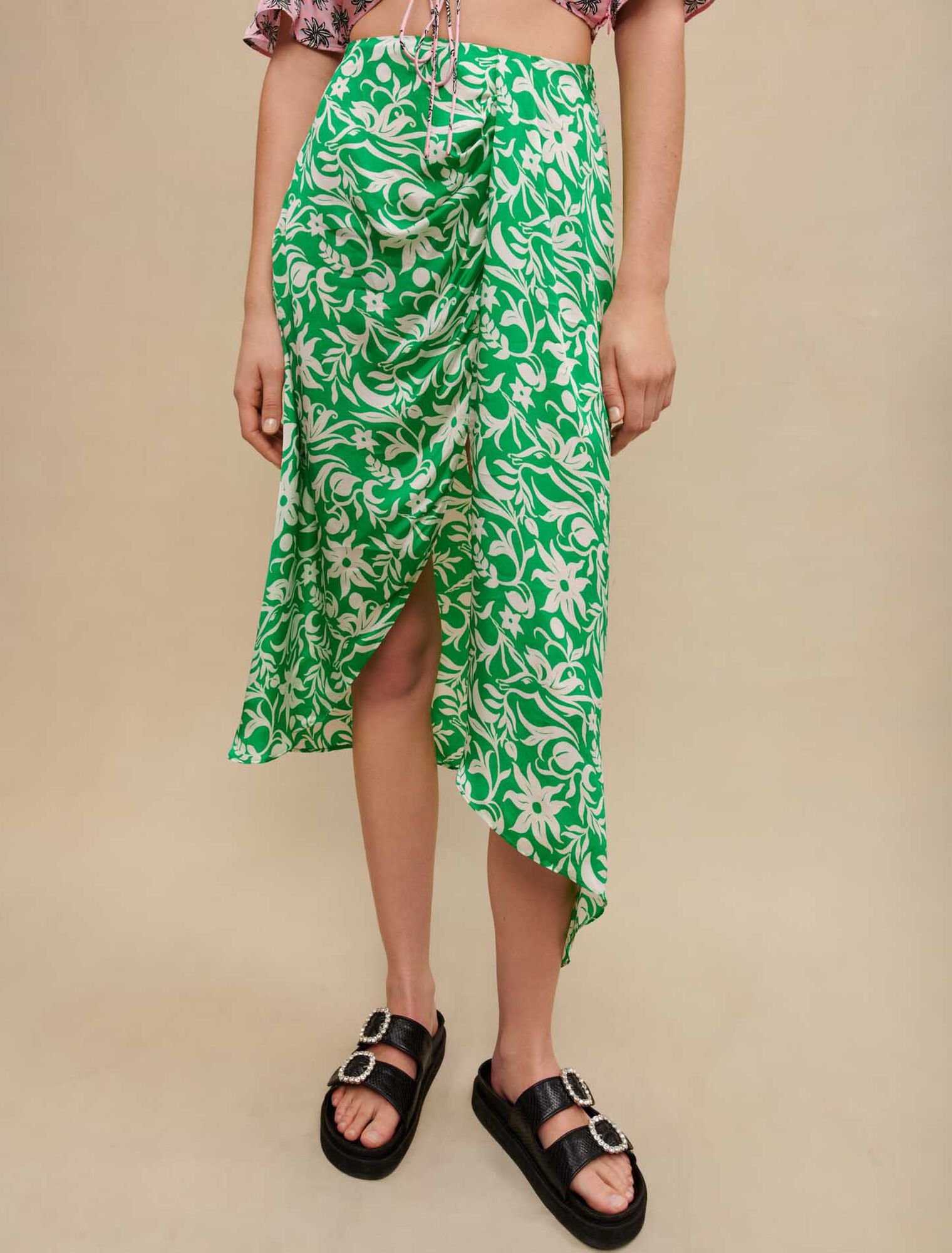 Mini draped skirt