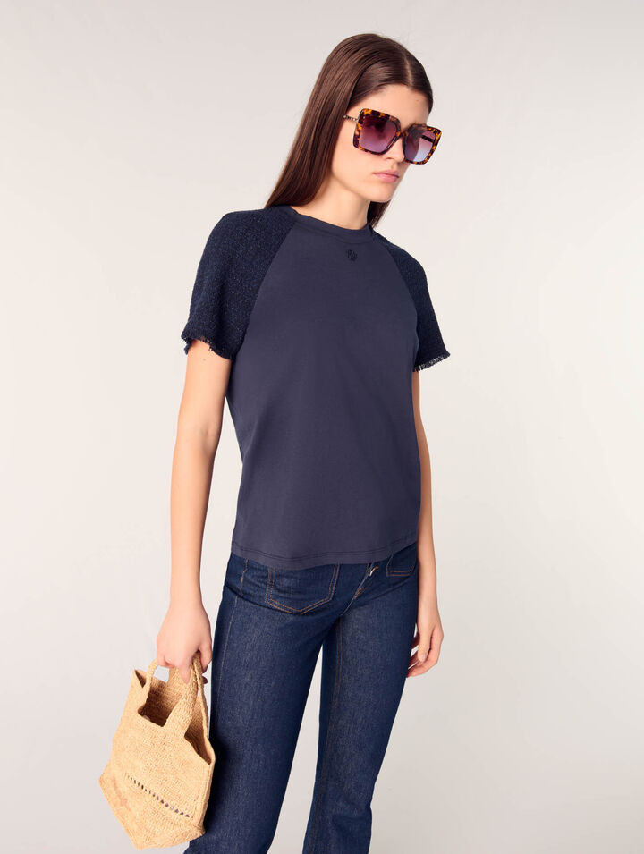 Tee-shirt à manches tweed