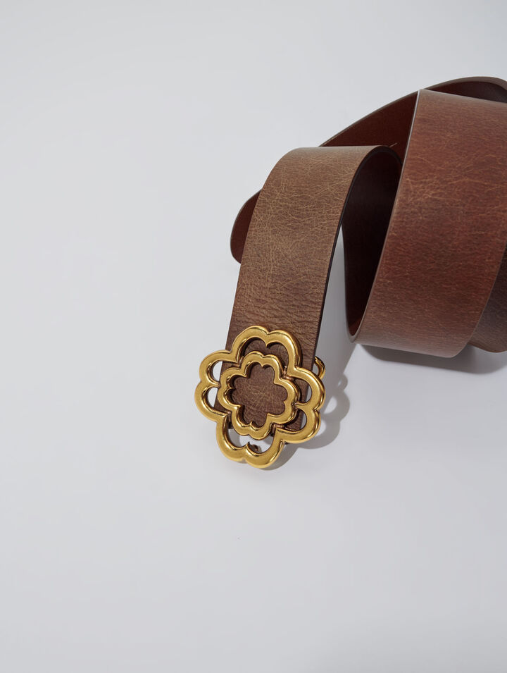 Ceinture en cuir vieilli Clover