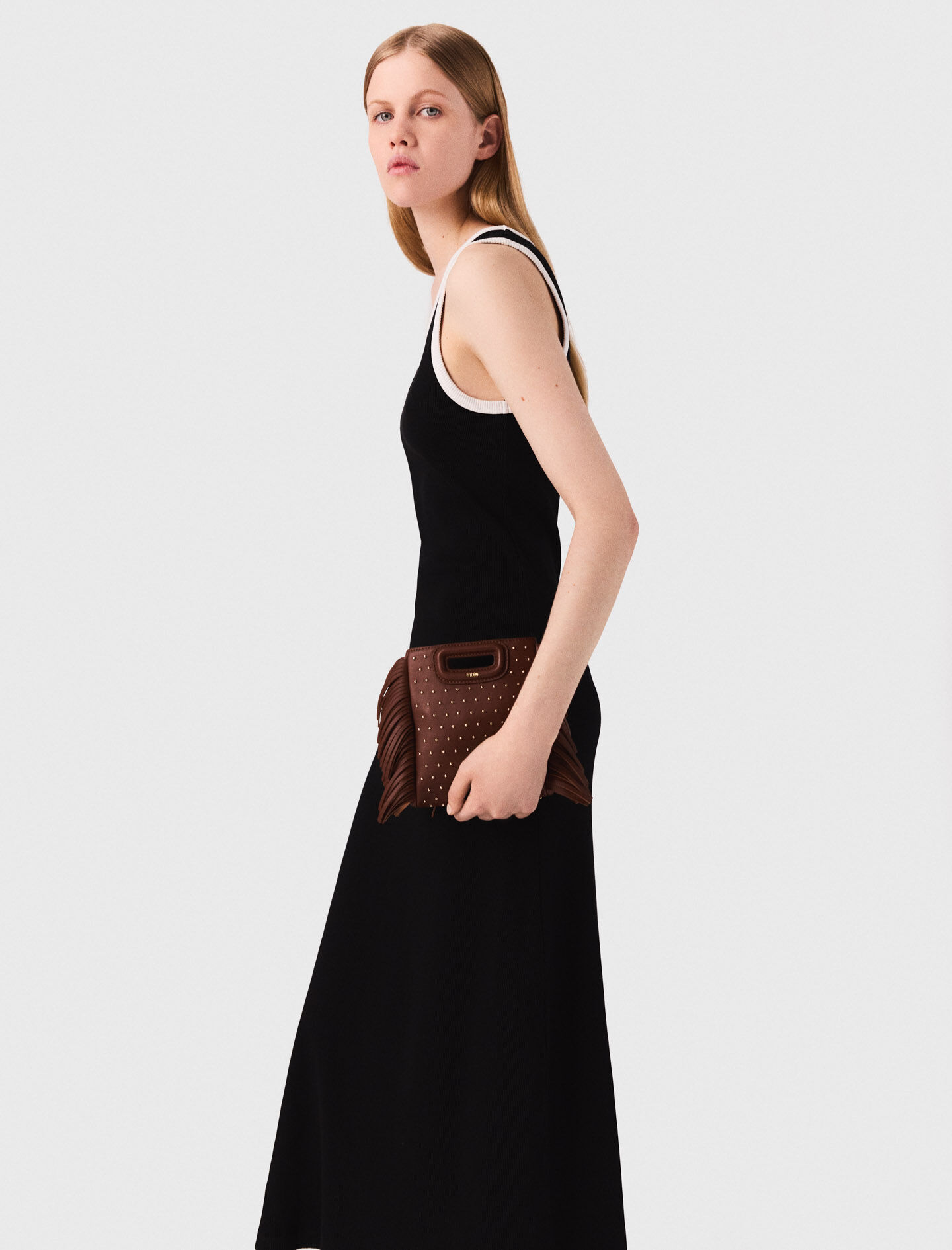 Leather mini M bag with chain