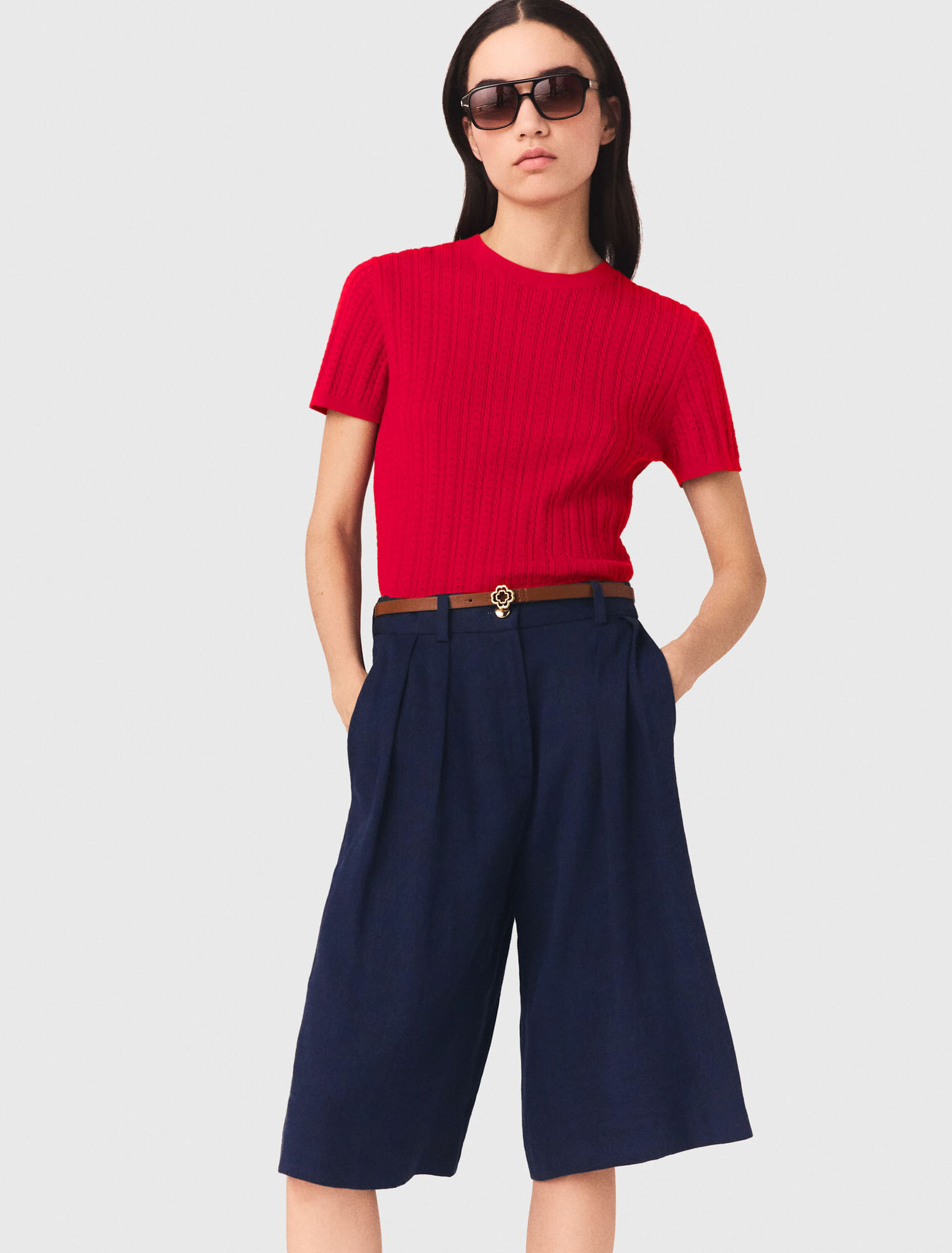 Linen-blend Bermuda shorts