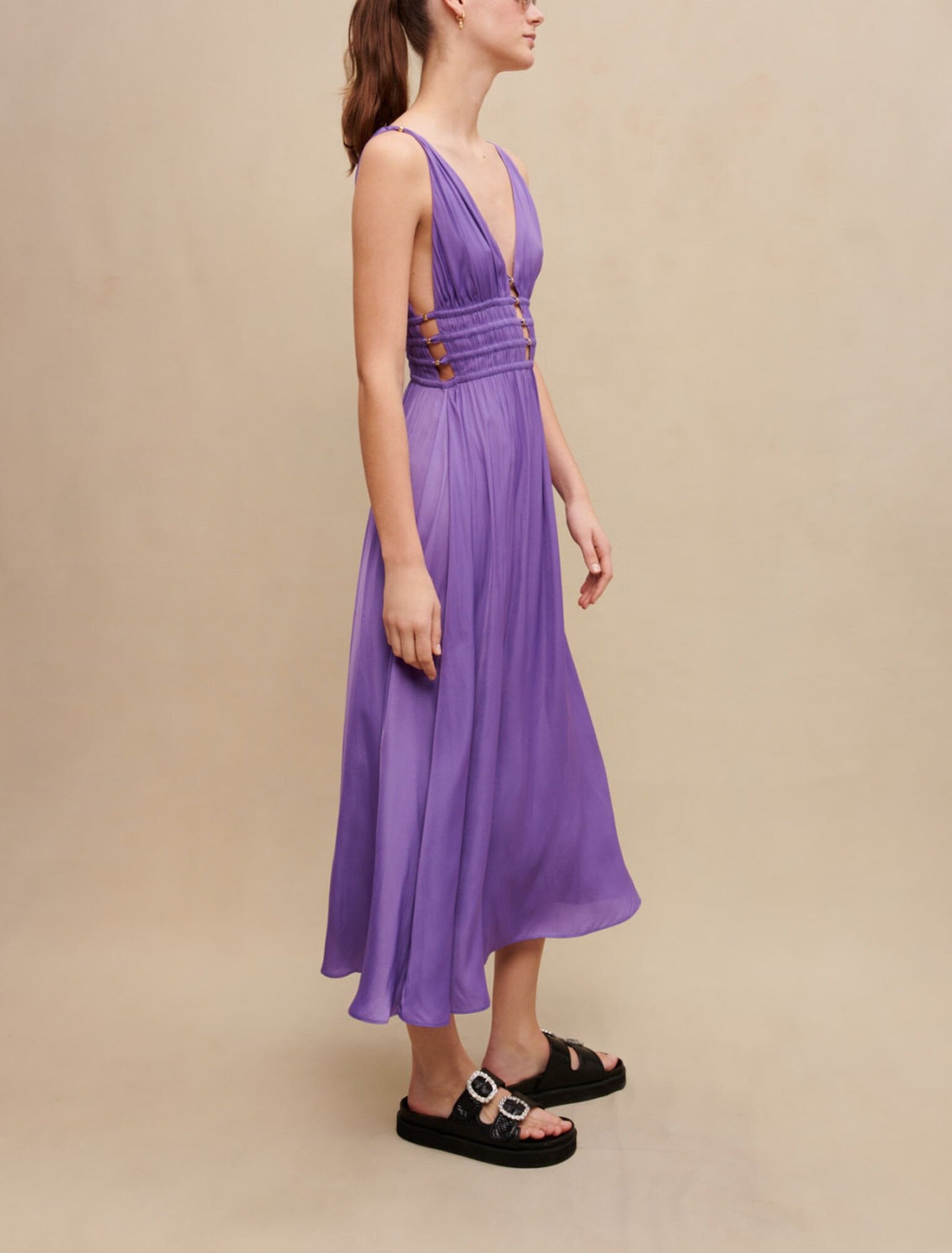 Robe longue satinée