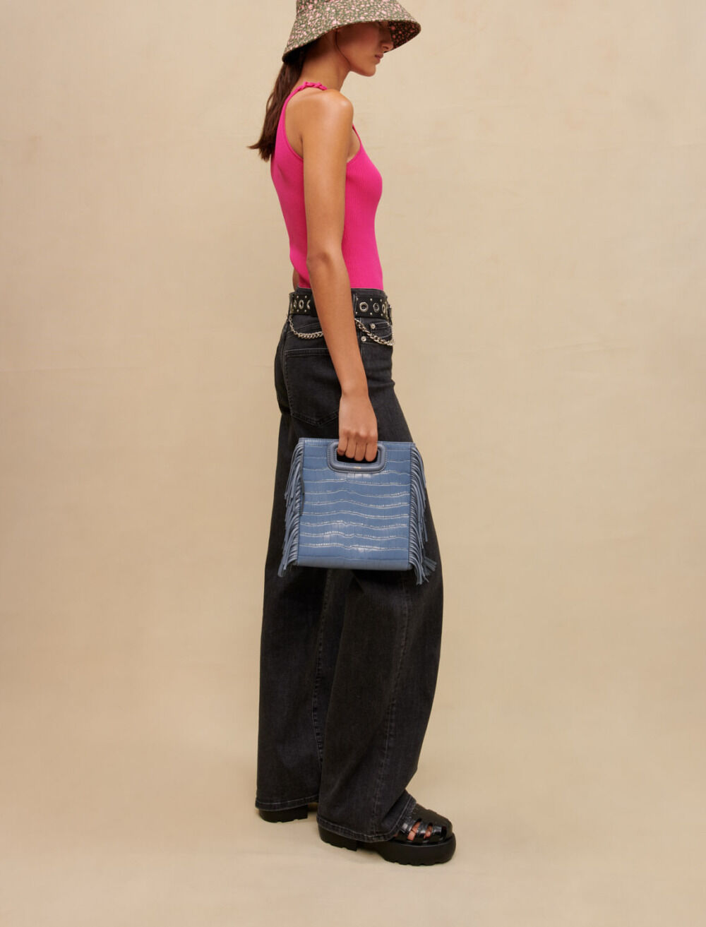 【I AM MARI】Razzel Puff Chiffon Belt One Piece Rasta Jamaican RGY Canvas Belt with Styilish Buckle, Black