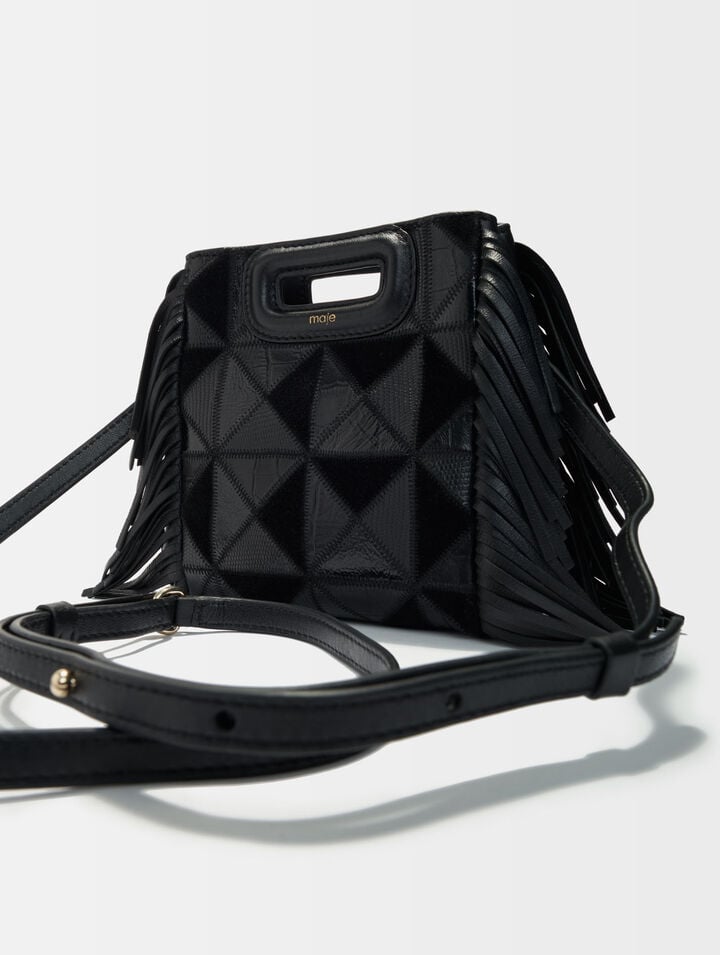 Sac M mini patché en cuir