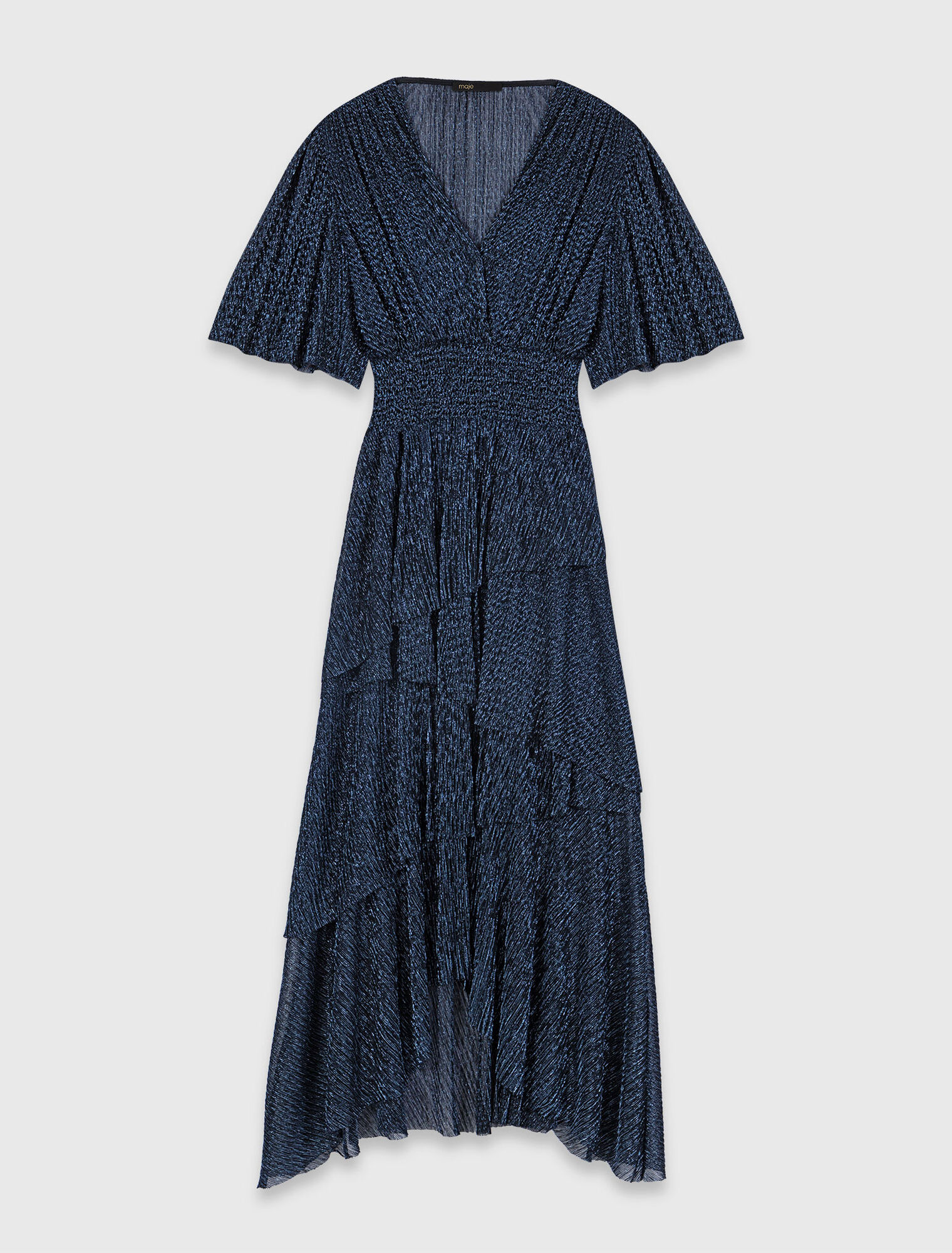 Robe mi-longue &agrave; volants m&eacute;talis&eacute;e