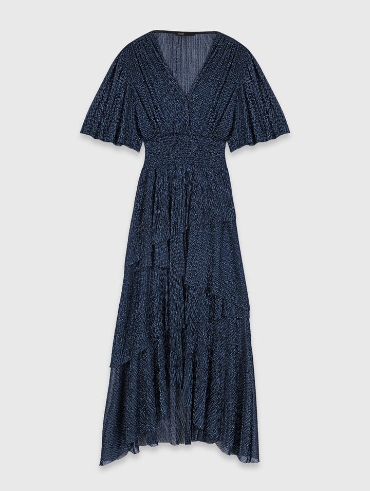 Robe mi-longue &agrave; volants m&eacute;talis&eacute;e