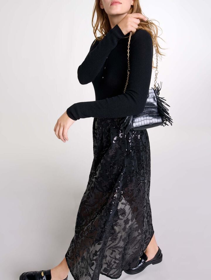 Sequin maxi skirt
