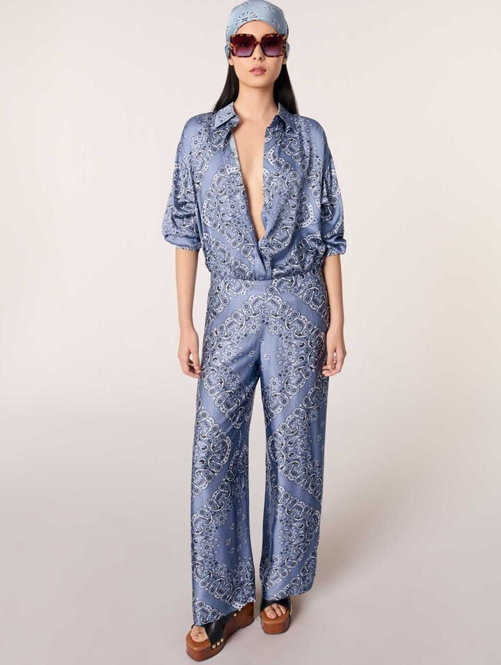 Flowing patterned bandana print pants