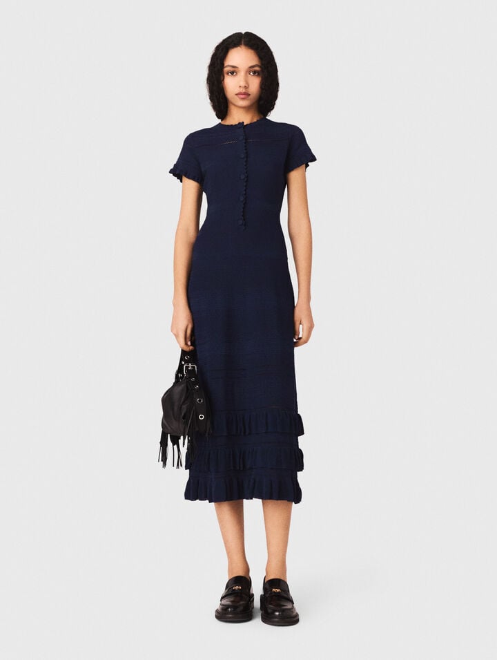 Knit maxi dress with ruffles