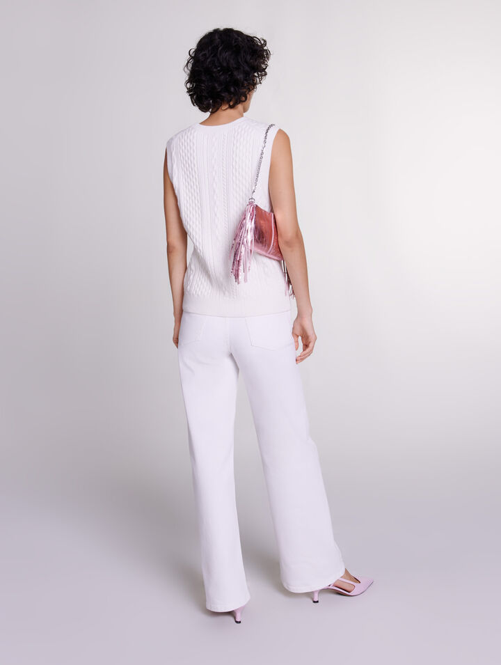 Pull sans manches orné de fleurs