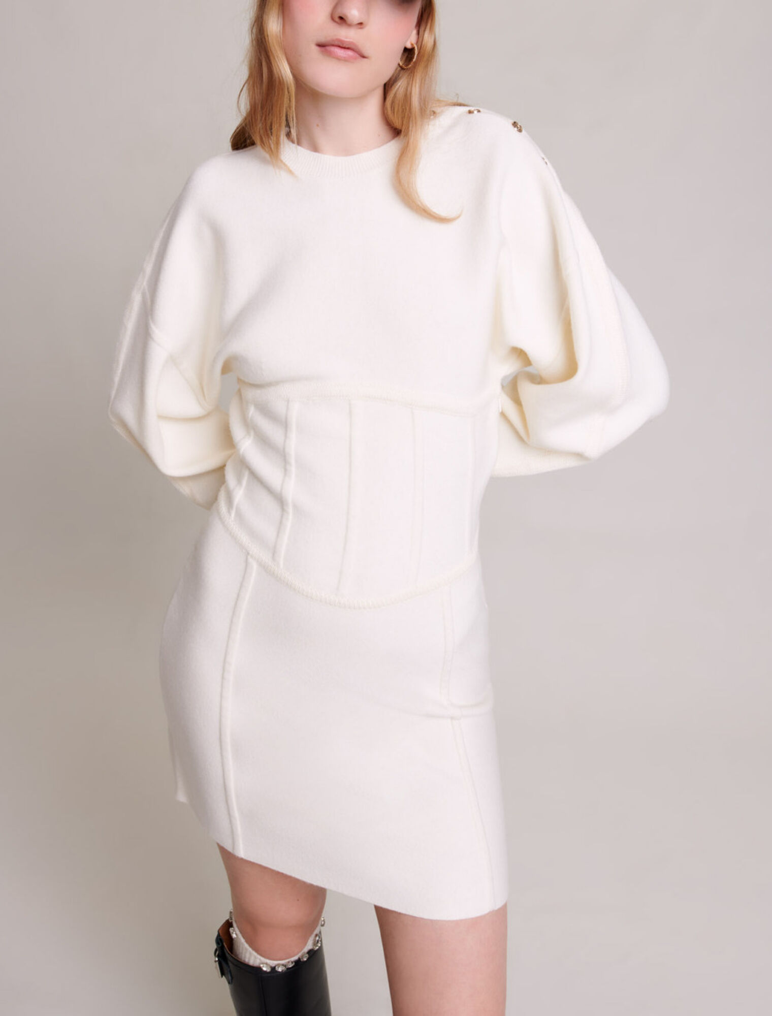 Corset-effect jumper dress