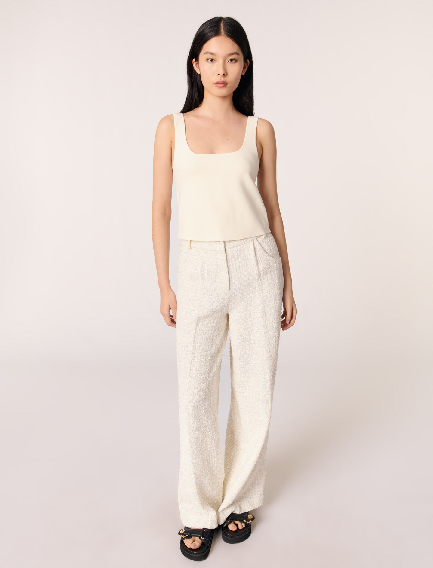 【THE MOZZ】Day Cotton Wide Pants Meichang Wide Leg Dress Pants Women's Baggy Cotton Linen