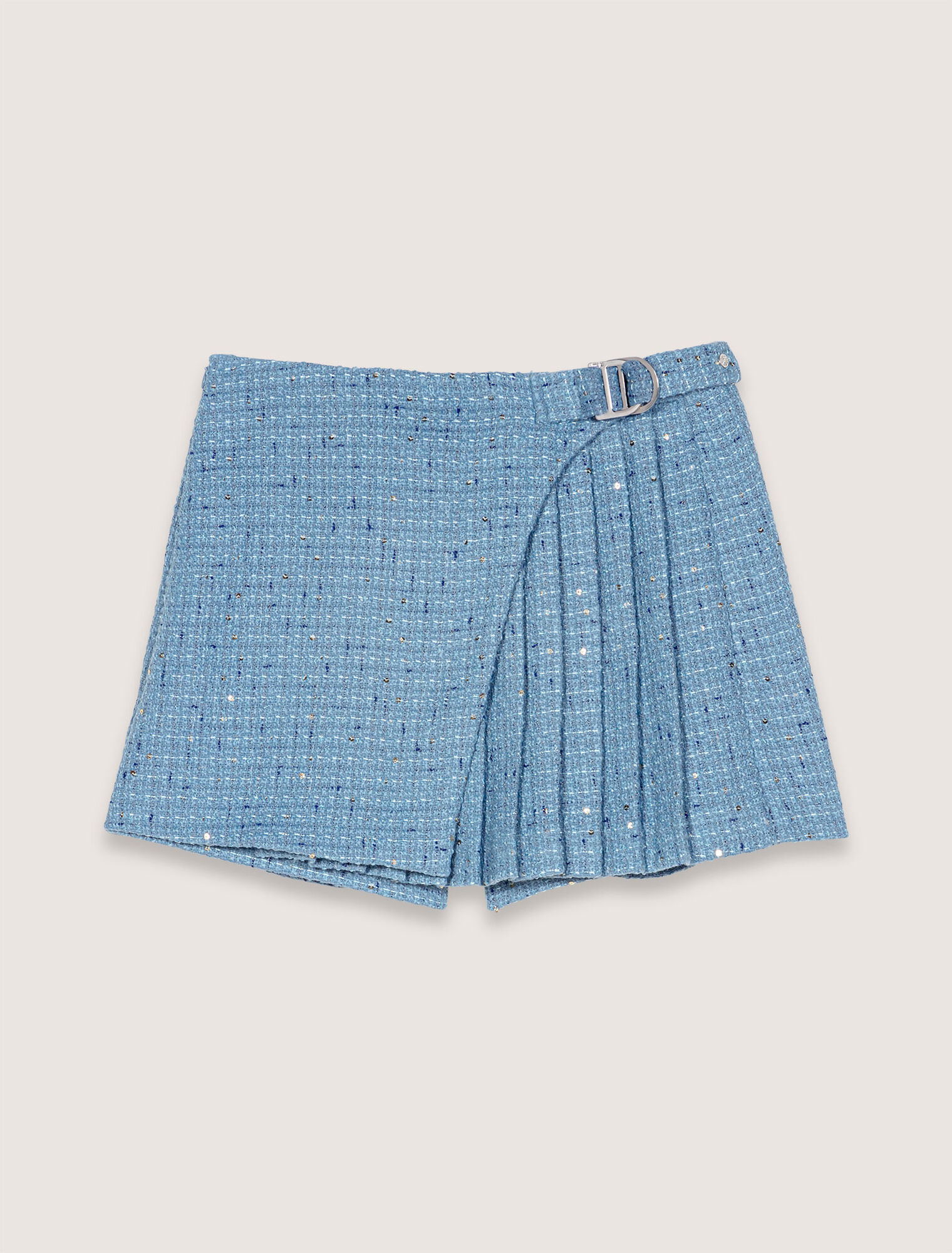Jupe-short plissée en tweed